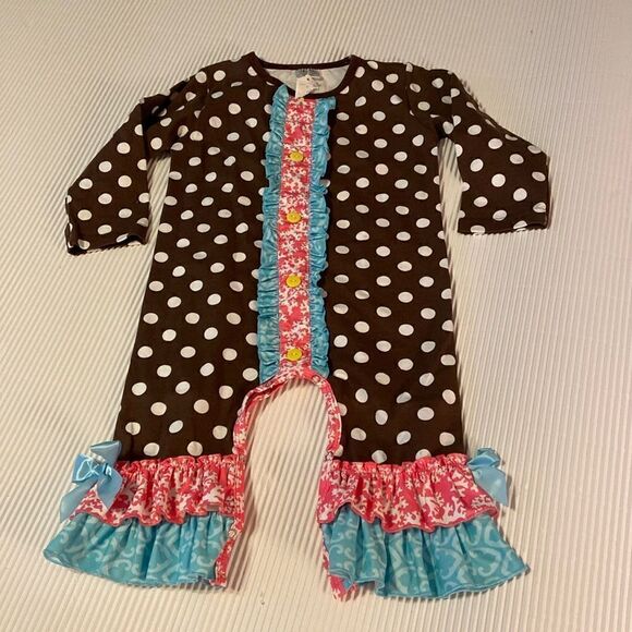 Boutique Romper Ruffled Legs Polka Dot 18-24 Month - Picture 1 of 5